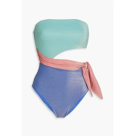 Zimmermann Lurex Cutout Bandeau One-Piece Swimsuit Size 4 NWT